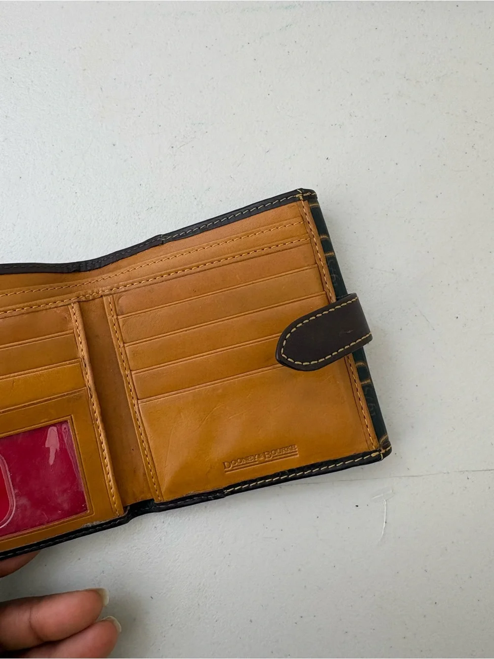 Dooney & Bourke Dark Brown Monogram Fold Wallet with Gold Logo Plate